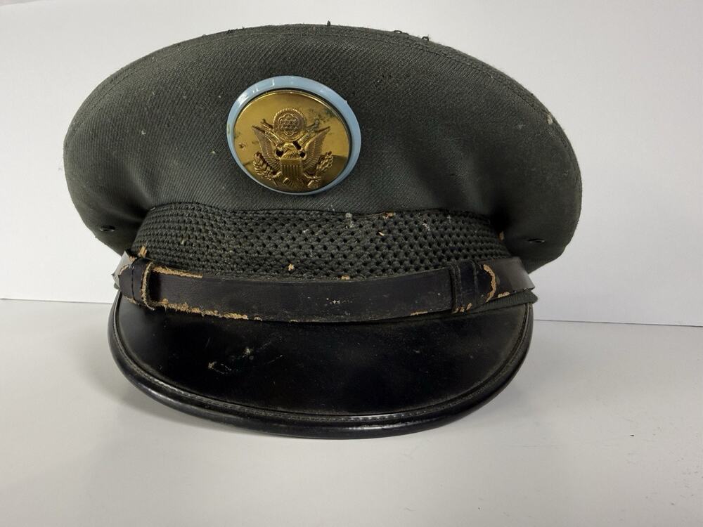 VTG Vietnam US American Army Enlisted Officers Wool Service Dress Visor Hat Cap